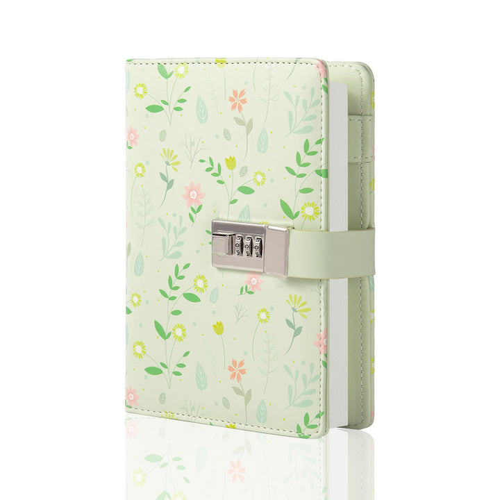Leather Flower Lock Journal - B6 - Ruled - Green