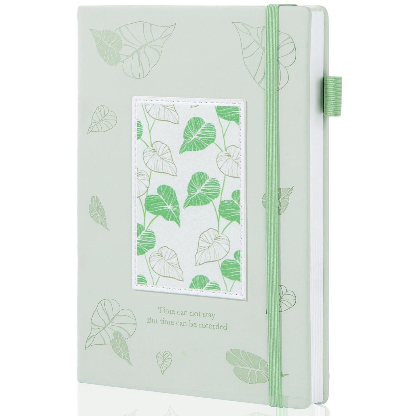 Leather Foliage Notebook - A5 - Ruled - Green