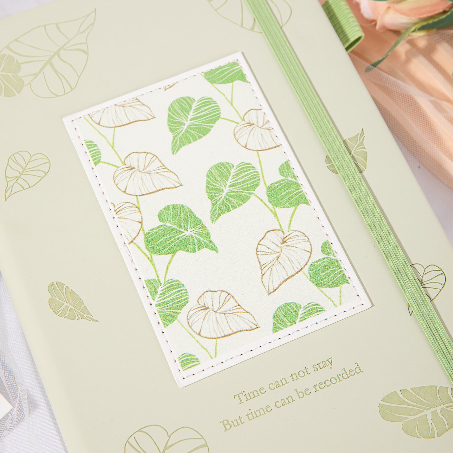 Leather Foliage Notebook - A5 - Ruled - Green