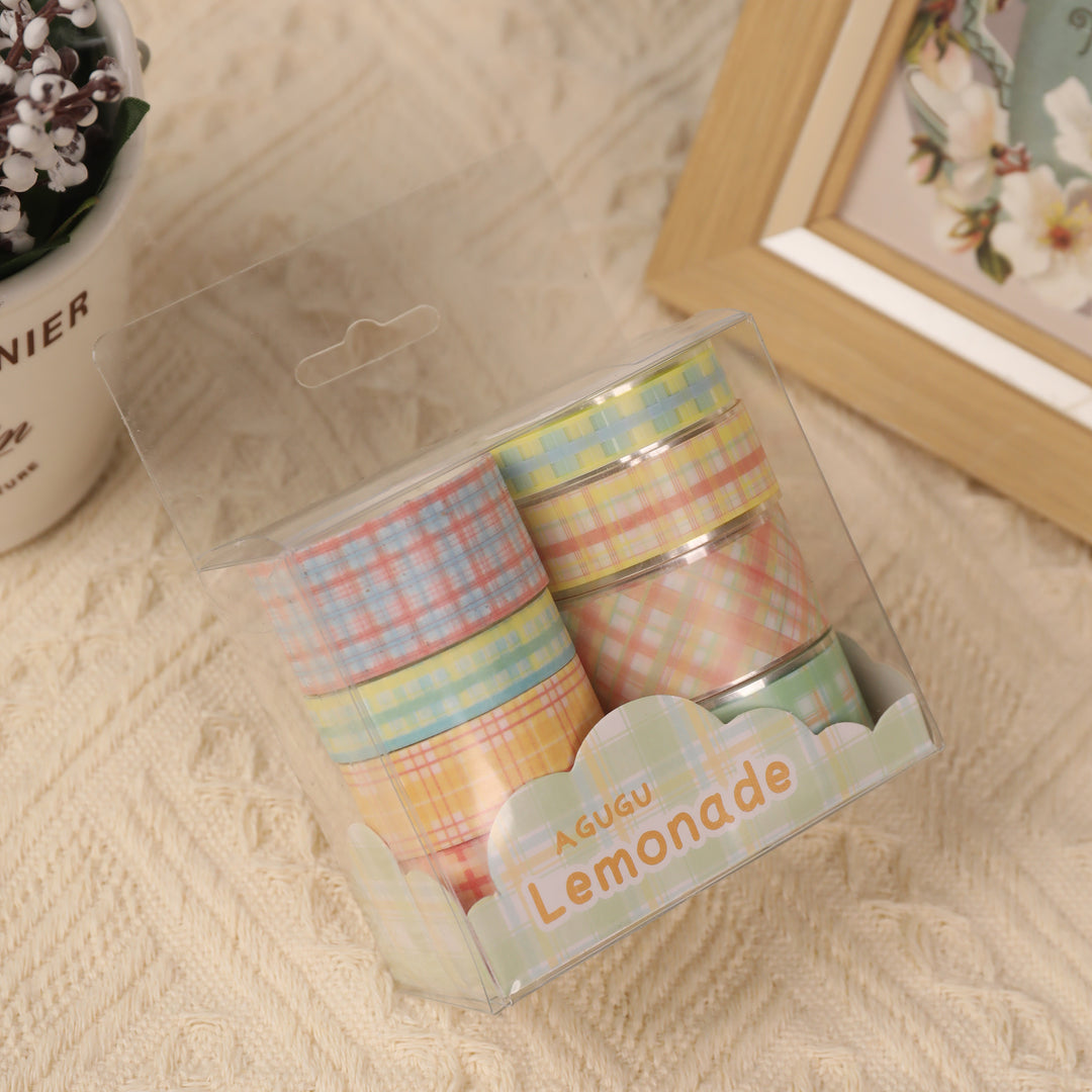 Lemonade Plaid Washi & PET Tape - Set of 8