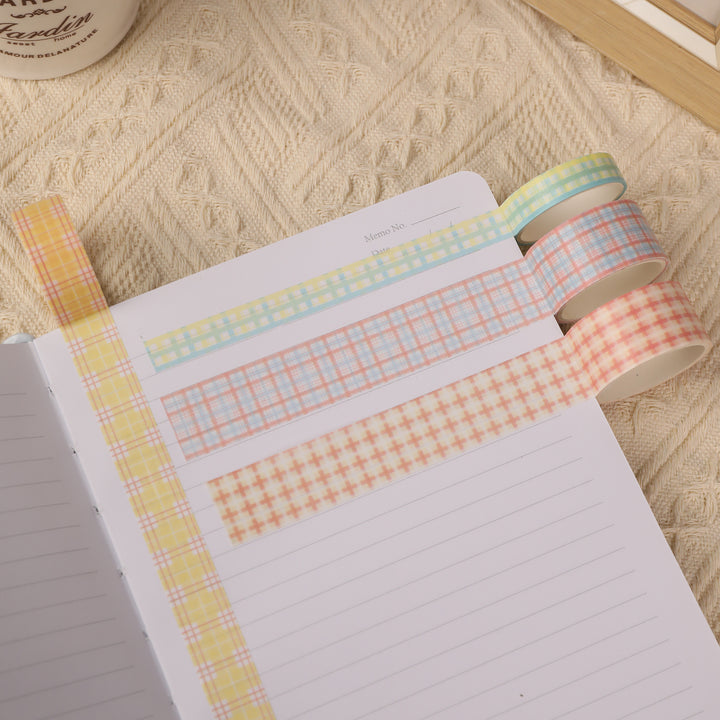 Lemonade Plaid Washi & PET Tape - Set of 8