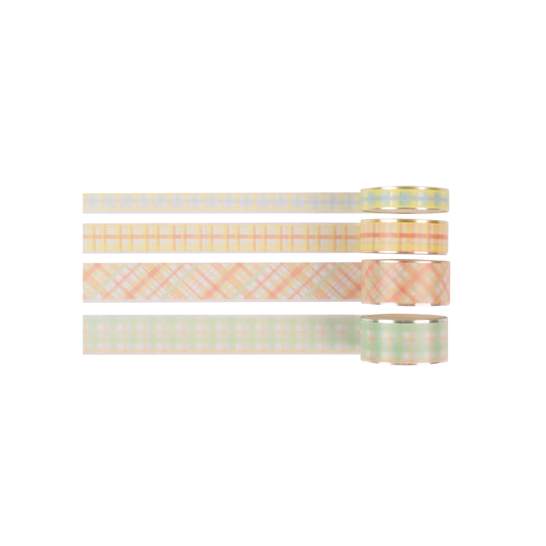Lemonade Plaid Washi & PET Tape - Set of 8