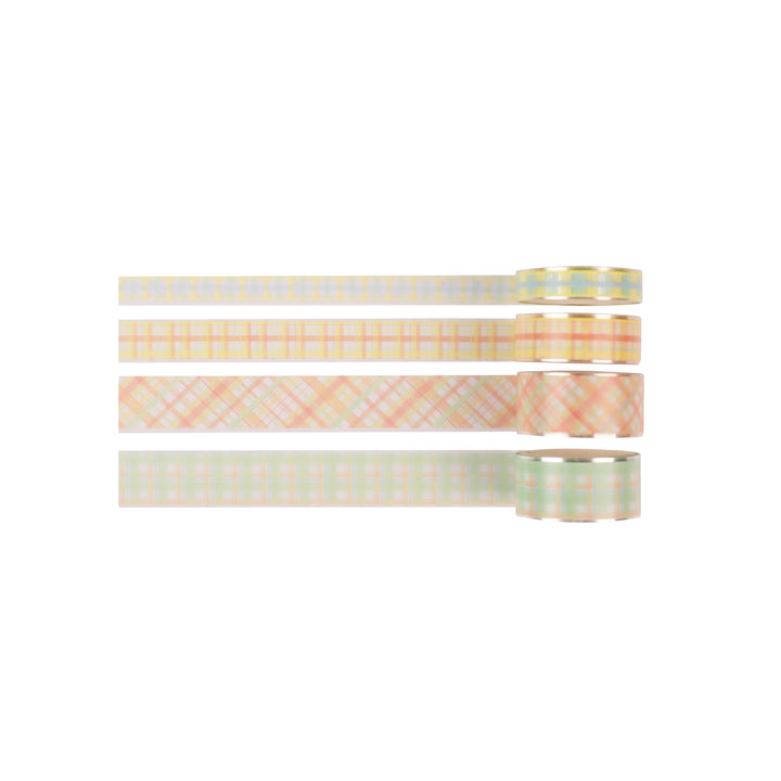 Lemonade Plaid Washi & PET Tape - Set of 8