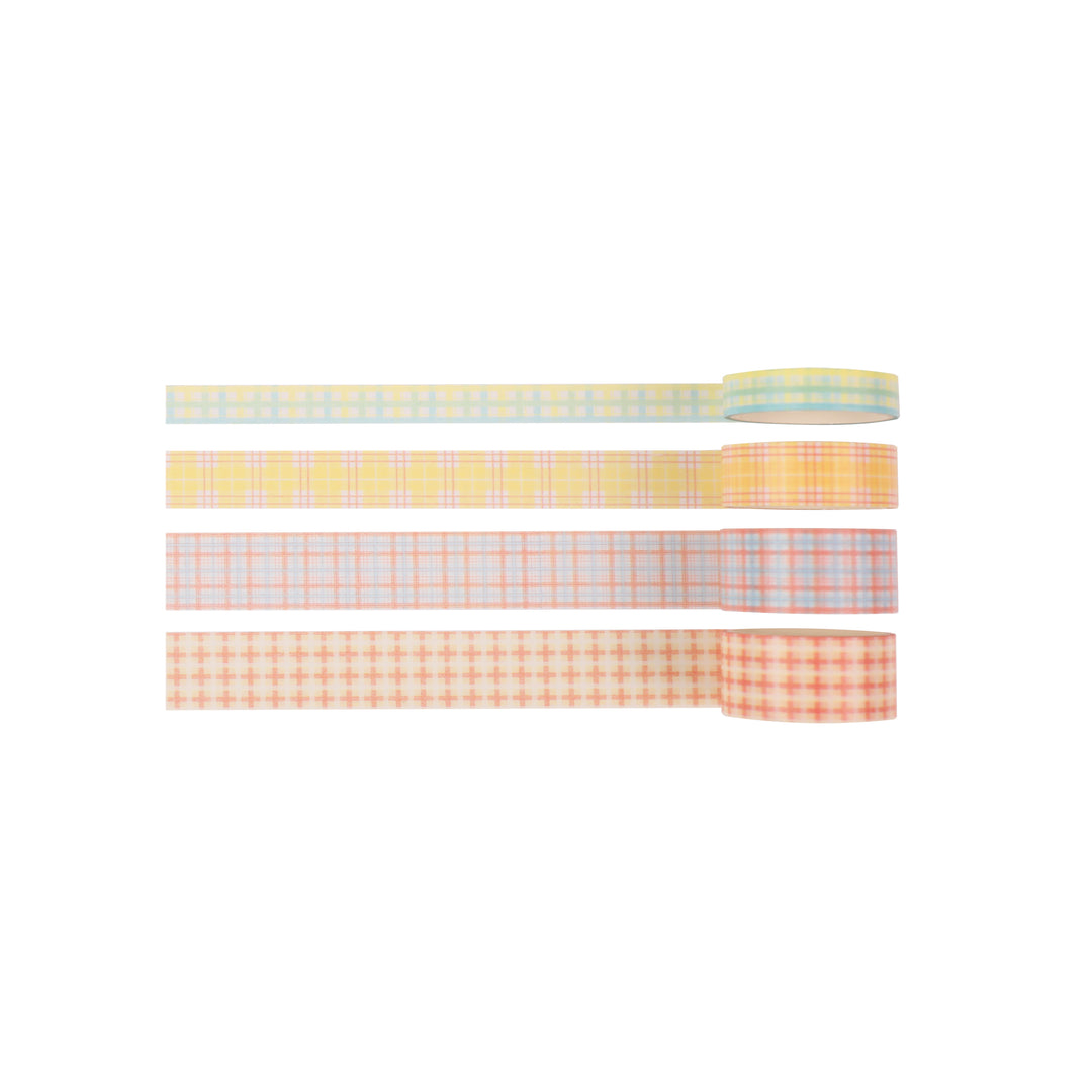 Lemonade Plaid Washi & PET Tape - Set of 8