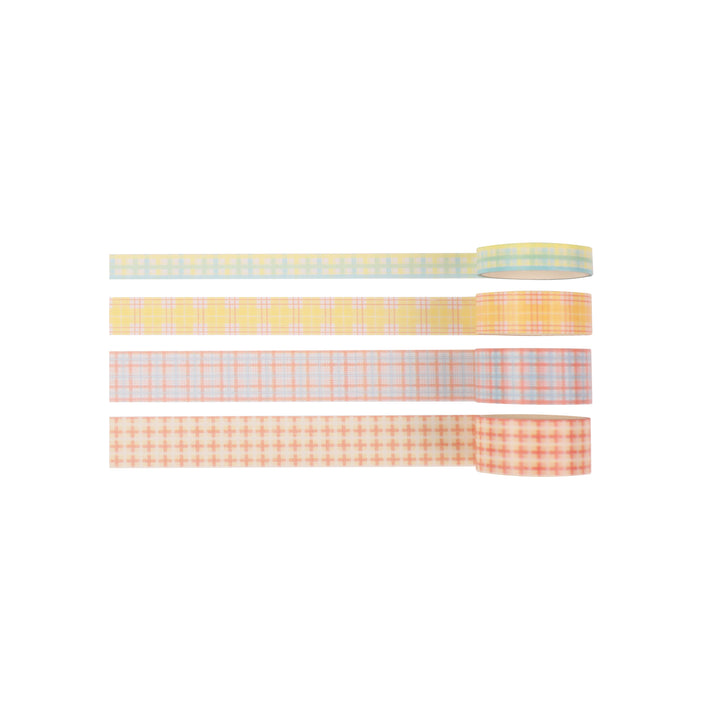 Lemonade Plaid Washi & PET Tape - Set of 8