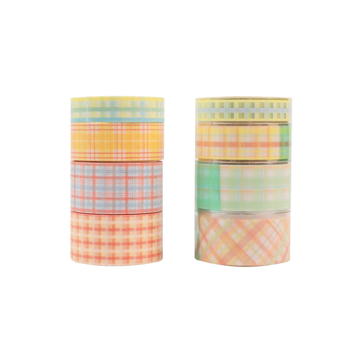 Lemonade Plaid Washi & PET Tape - Set of 8