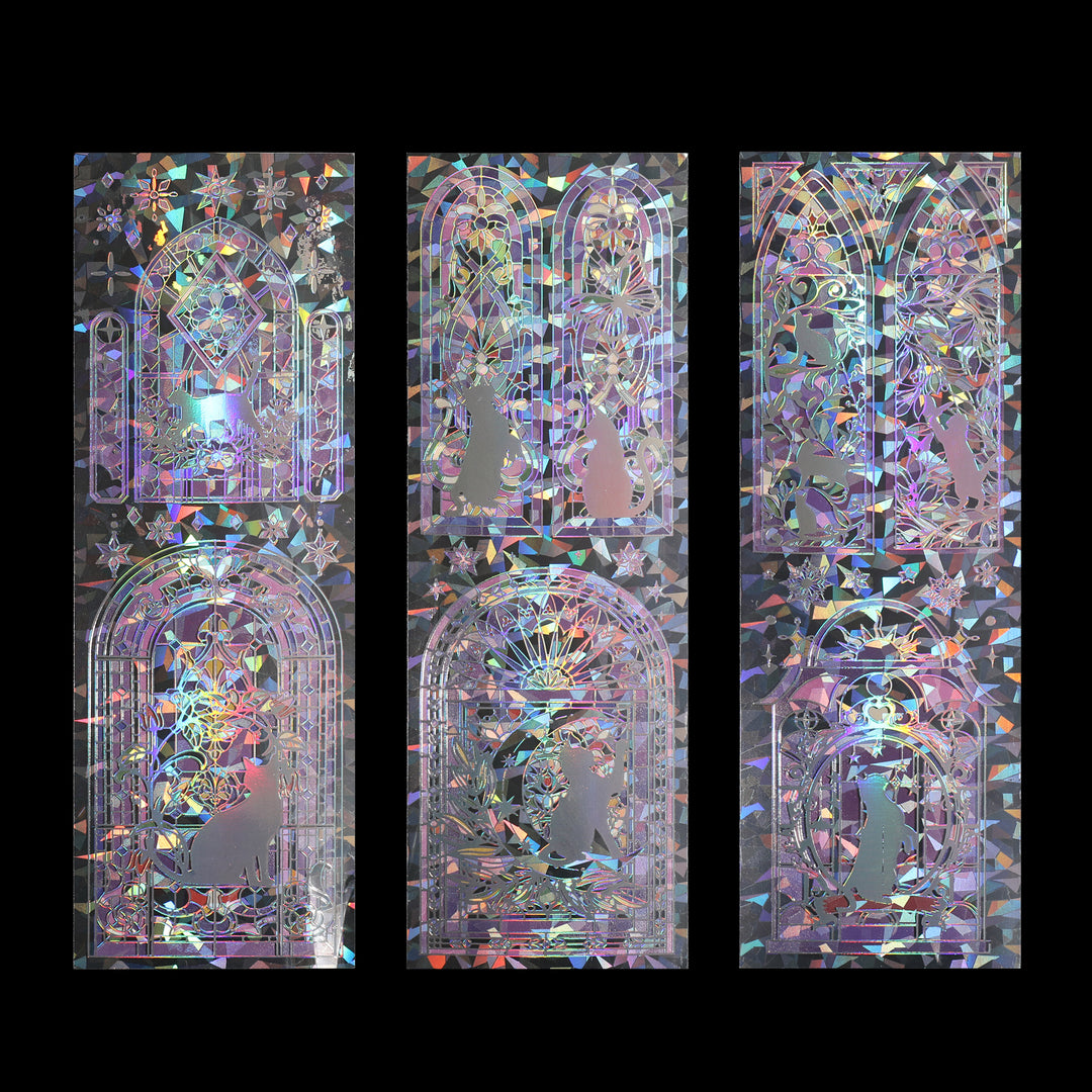 Luminous Stained Glass Window Stickers - Purple - 3 Sheets