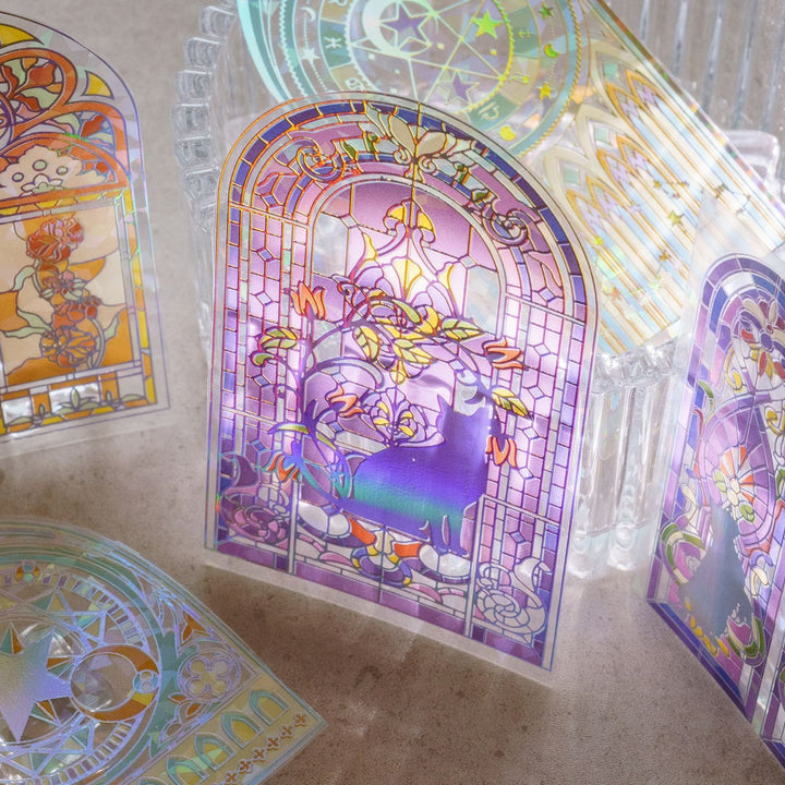 Luminous Stained Glass Window Stickers - 12 Sheets