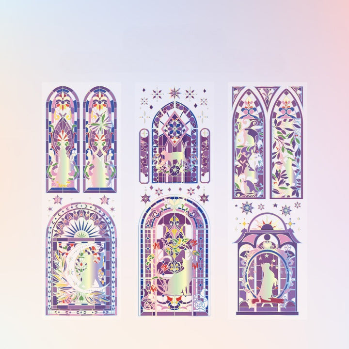 Luminous Stained Glass Window Stickers - 12 Sheets