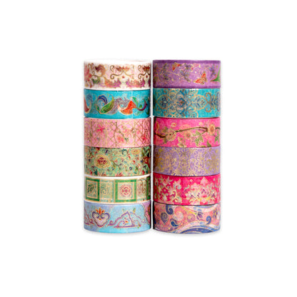 Luxuriant Flowers Washi Tape - Set of 12