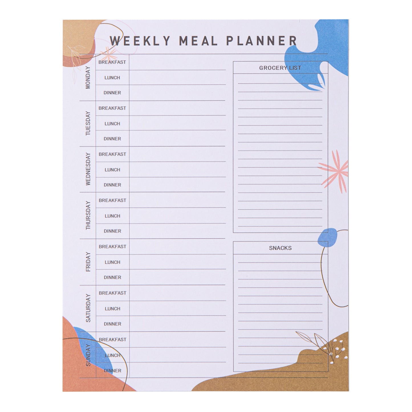 Magnetic Weekly Meal Planner Grocery List Notepad