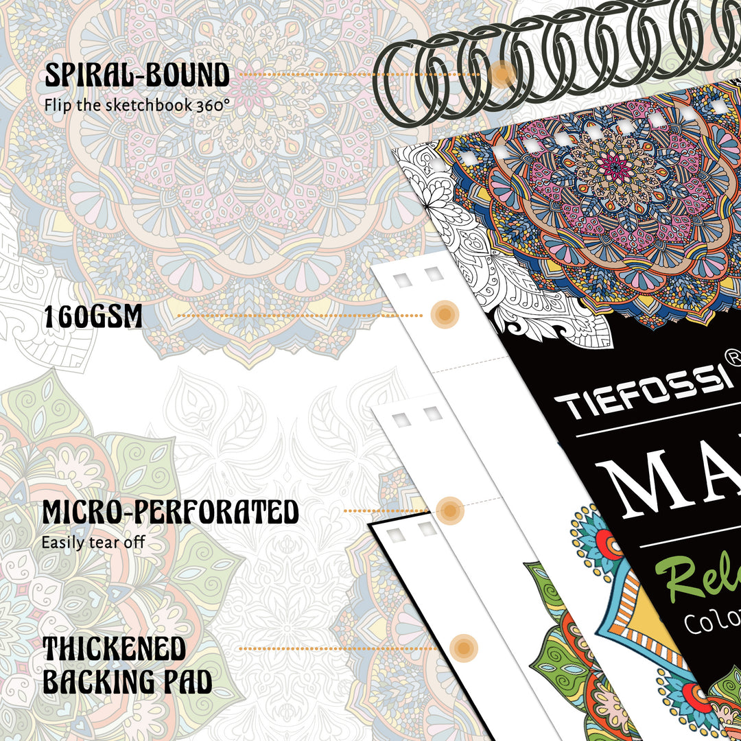 Mandalas Stress Relief Coloring Book 60 Sheets