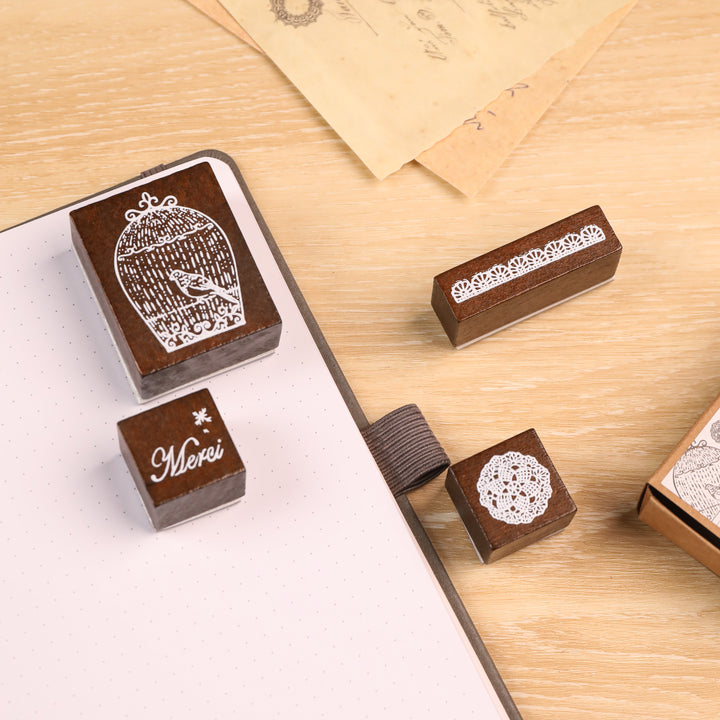 Merci Wooden Stamp - Set of 4