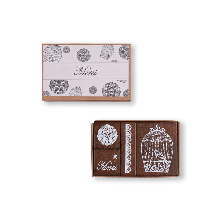 Merci Wooden Stamp - Set of 4