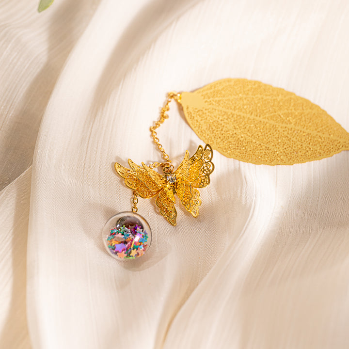Metal Leaf Butterfly Bookmark - Rainbow