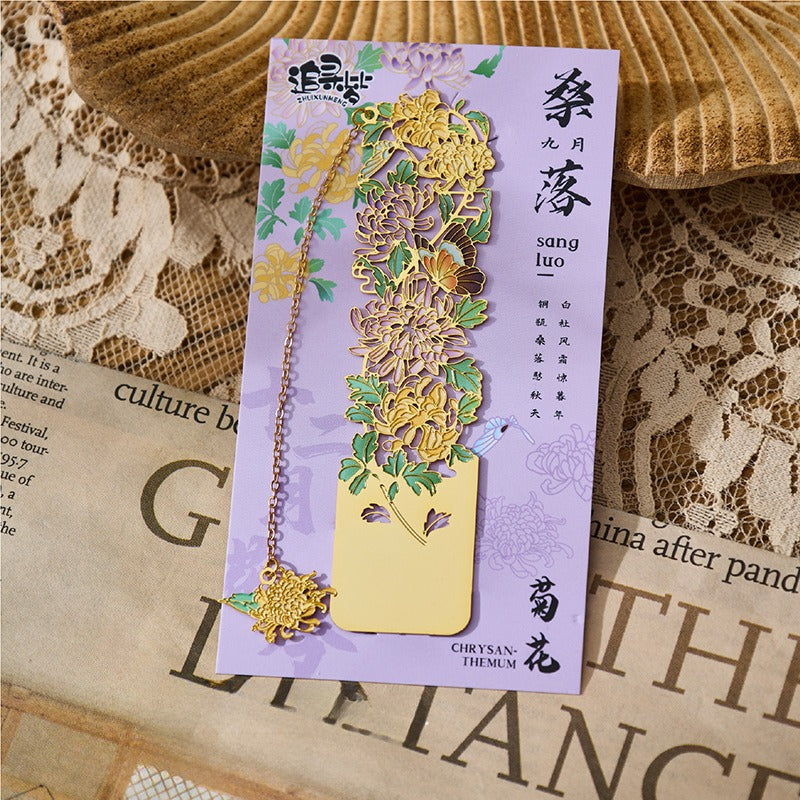 Monthly Flowers Metal Bookmarks