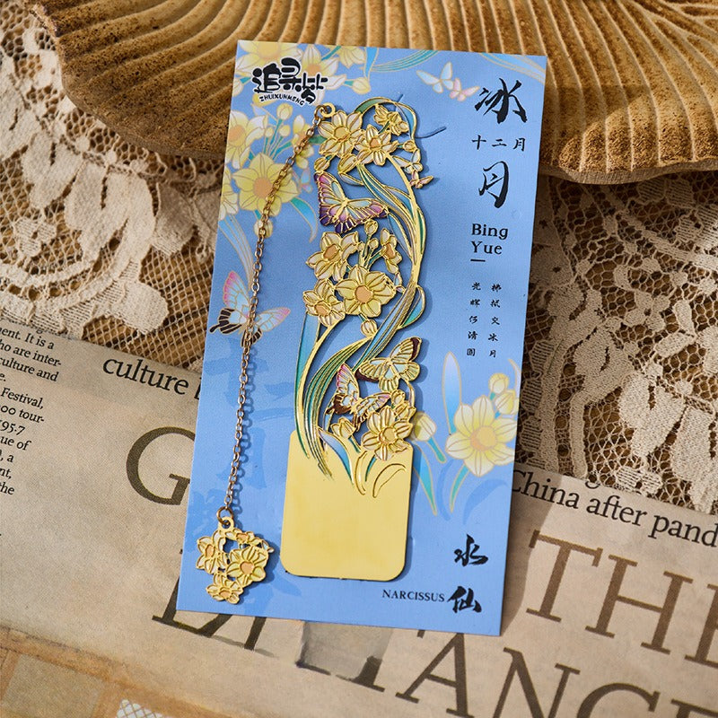 Monthly Flowers Metal Bookmarks