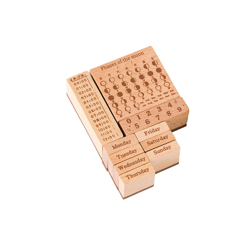 Moon Life Wooden Stamp - Set of 10
