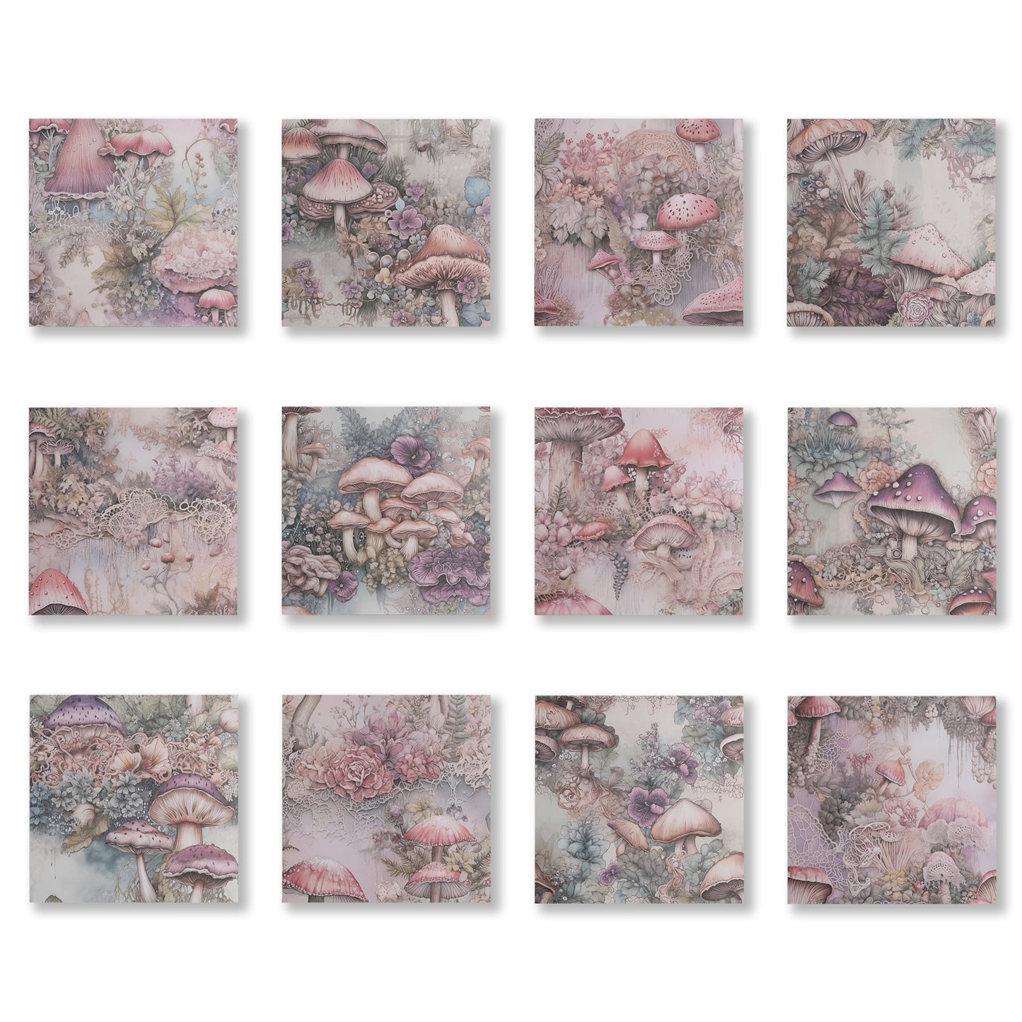 Mushroom Fairy Scrapbook Paper - 12 Sheets