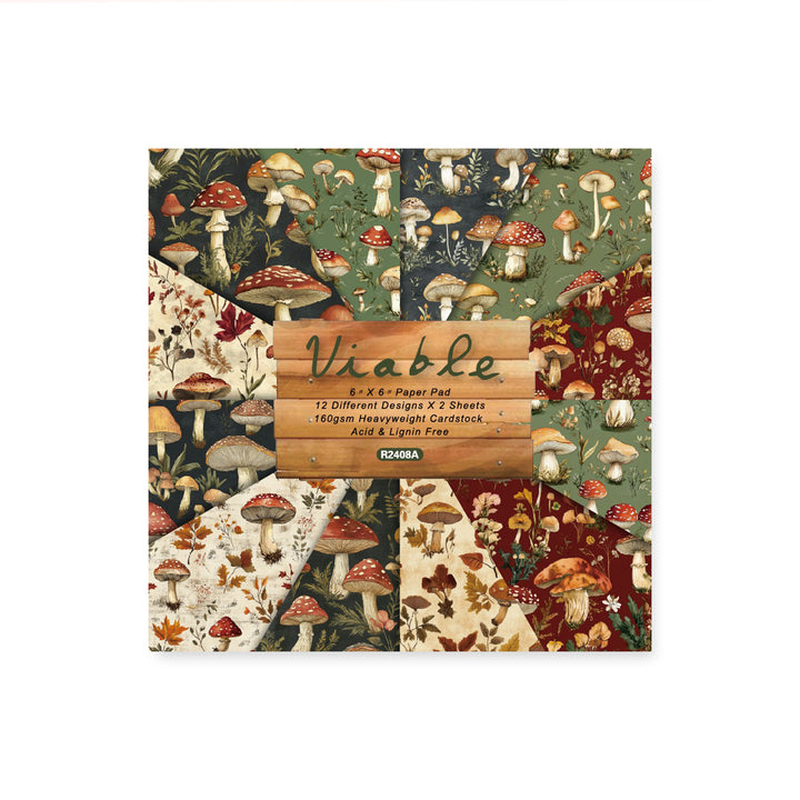Mushroom Scrapbook Paper - 24 Sheets