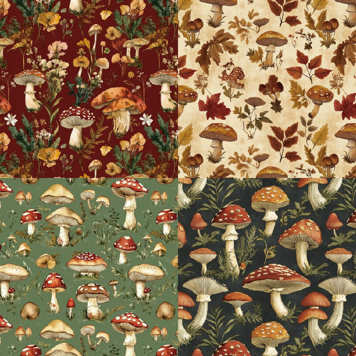 Mushroom Scrapbook Paper - 24 Sheets