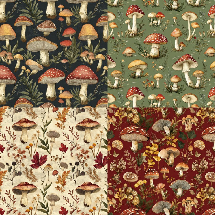 Mushroom Scrapbook Paper - 24 Sheets