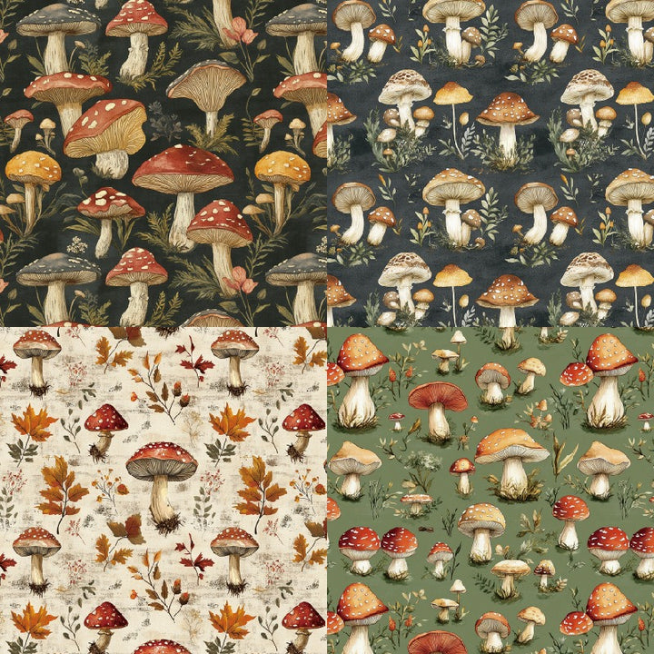 Mushroom Scrapbook Paper - 24 Sheets