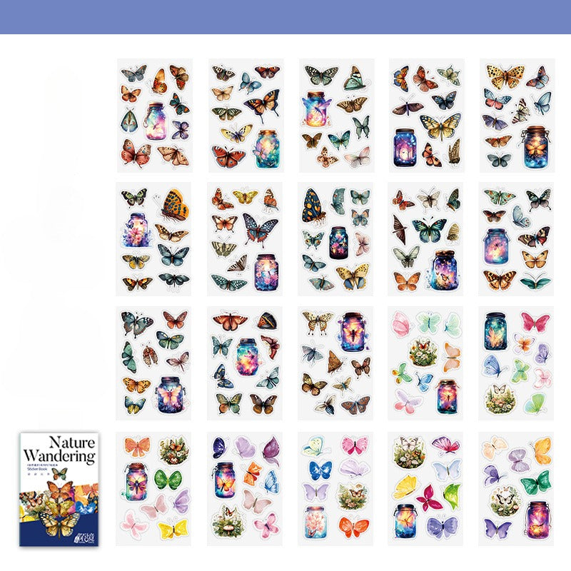 Nature Wandering Sticker Book - Butterfly - 20 Sheets