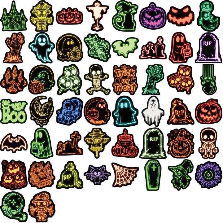 Neon Halloween Stickers - 50 Pcs