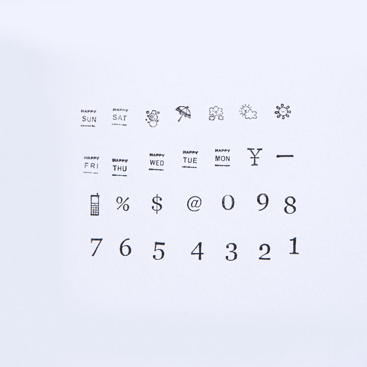 Numbers & Weather Wooden Stamp - Set of 28