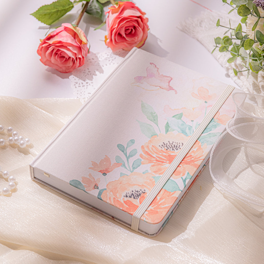 Orange Floral Dot Grid Notebook - A5