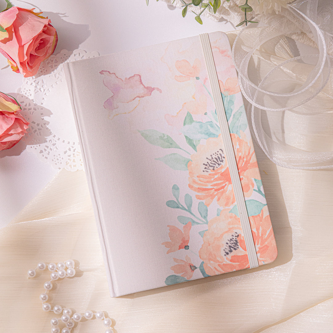 Orange Floral Dot Grid Notebook - A5