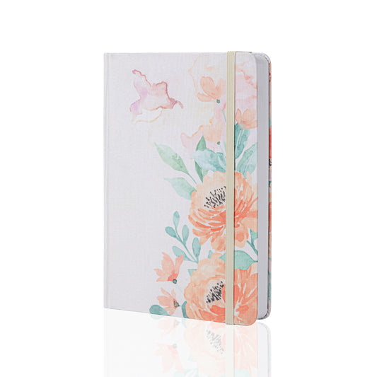 Orange Floral Dot Grid Notebook - A5