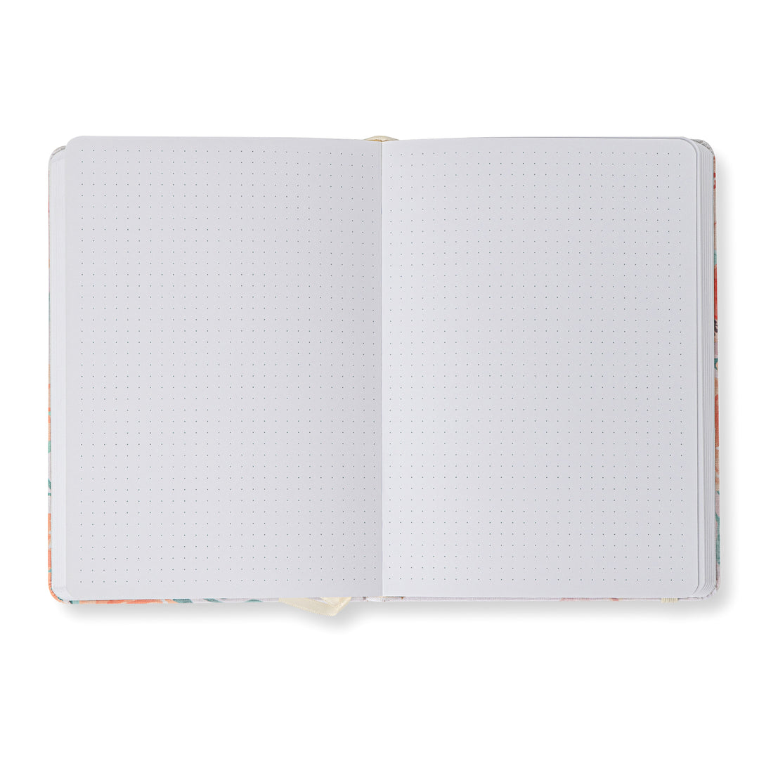 Orange Floral Dot Grid Notebook - A5