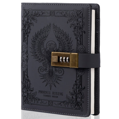 Phoenix Leather Lock Journal - B6 - Ruled - Black