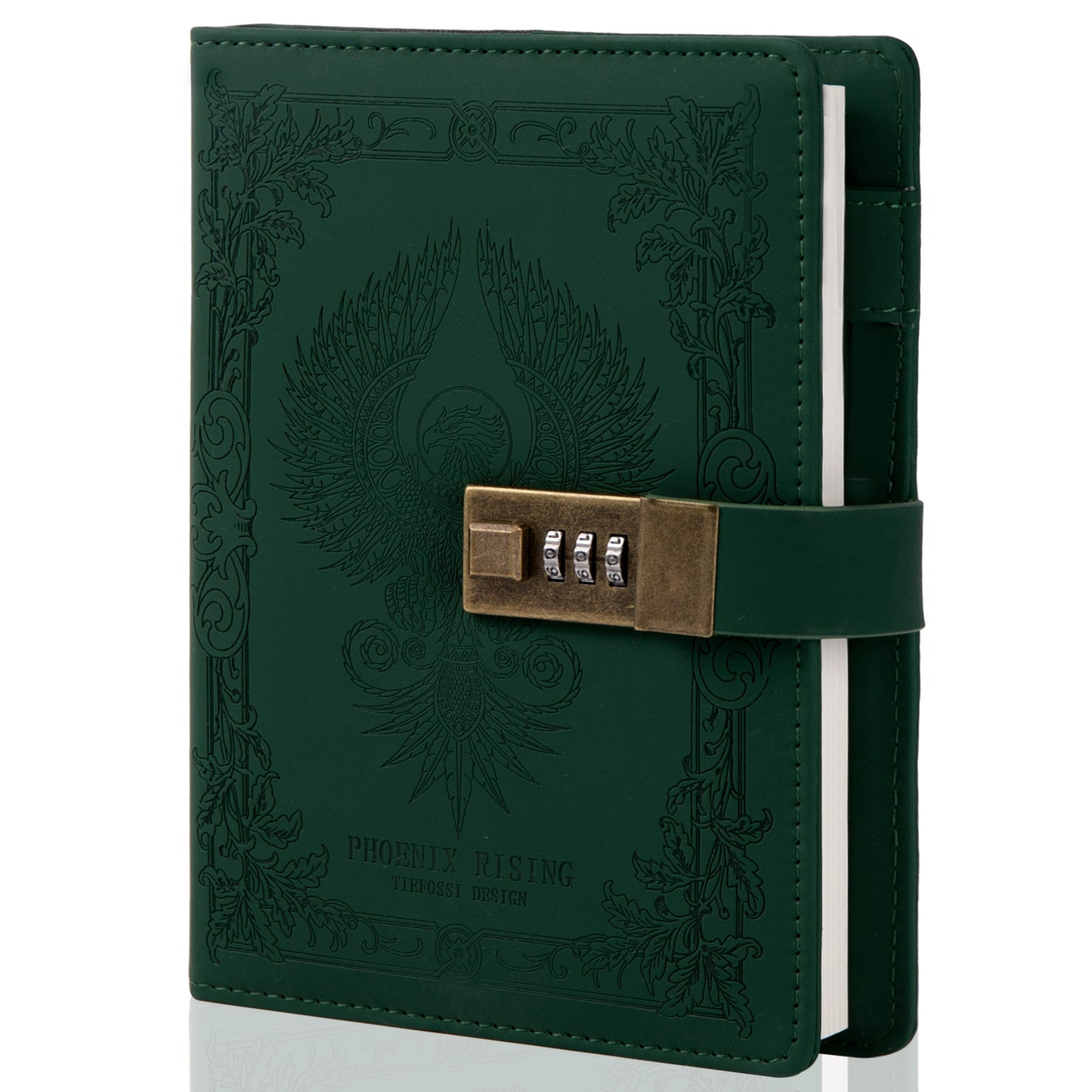 Phoenix Leather Lock Journal - B6 - Ruled - Green