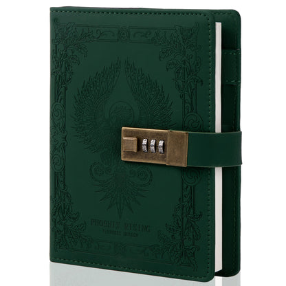 Phoenix Leather Lock Journal - B6 - Ruled - Green