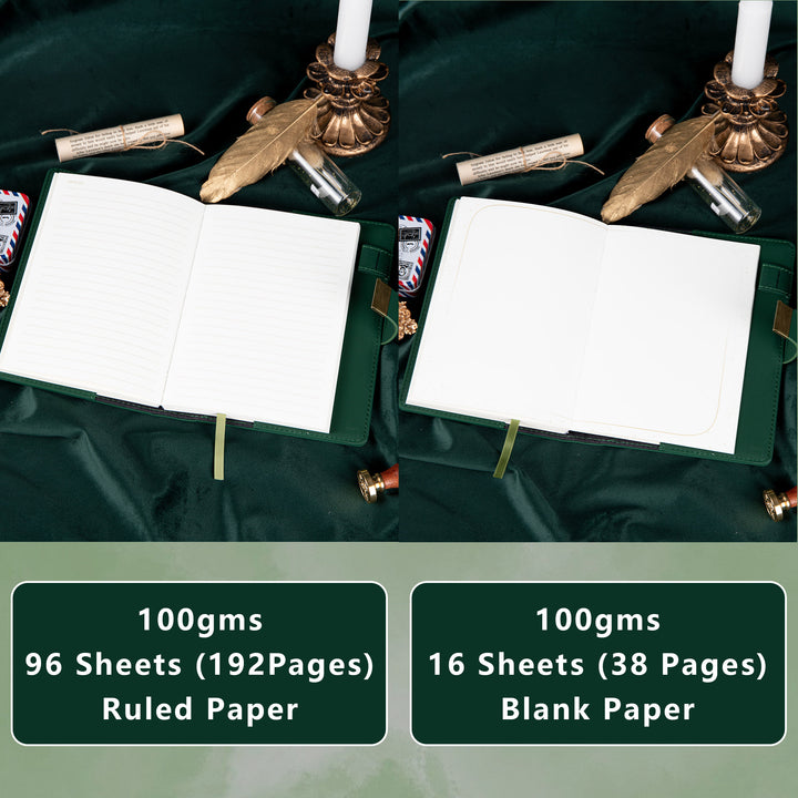Phoenix Leather Lock Journal - B6 - Ruled - Green