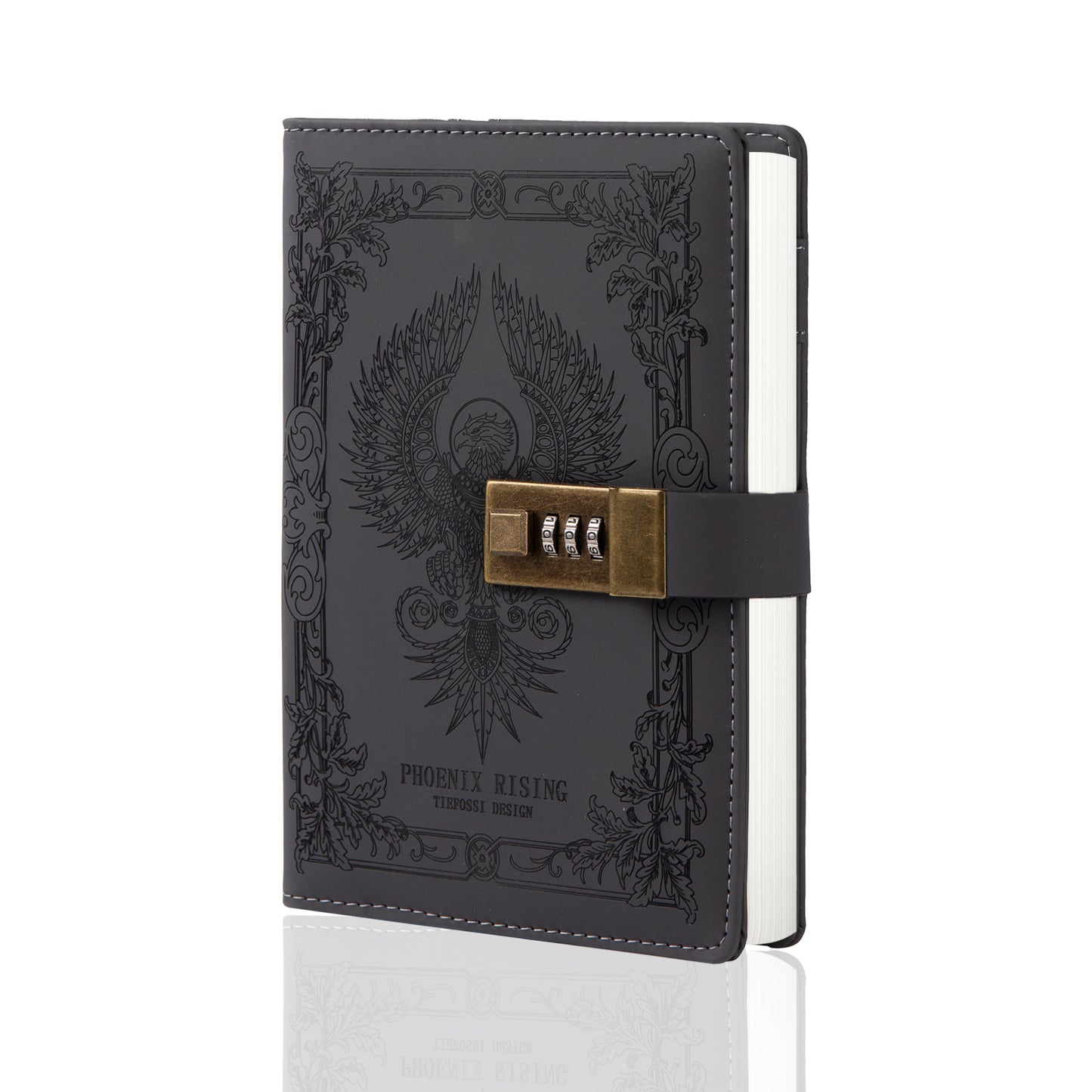 Phoenix Leather Lock Journal - B6 - Ruled - Black