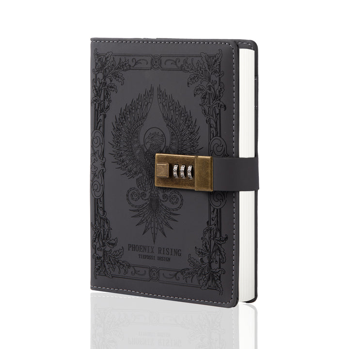 Phoenix Leather Lock Journal - B6 - Ruled - Black