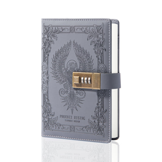 Phoenix Leather Lock Journal - B6 - Ruled - Gray