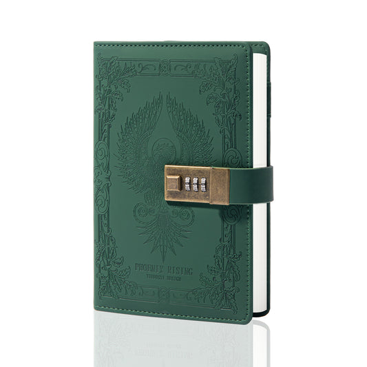 Phoenix Leather Lock Journal - B6 - Ruled - Green