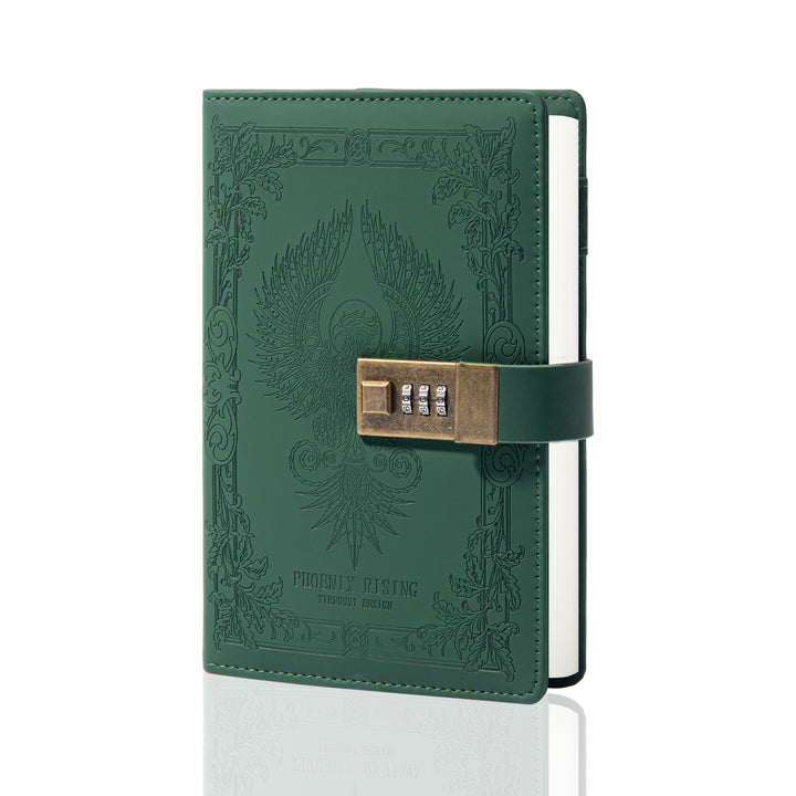 Phoenix Leather Lock Journal - B6 - Ruled - Green