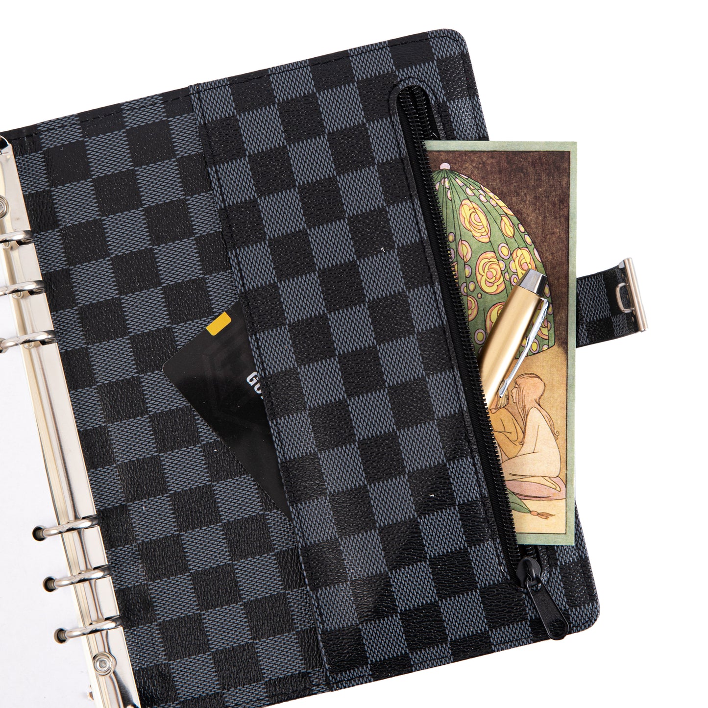 Plaid Journal with Lock - Dotted - Black