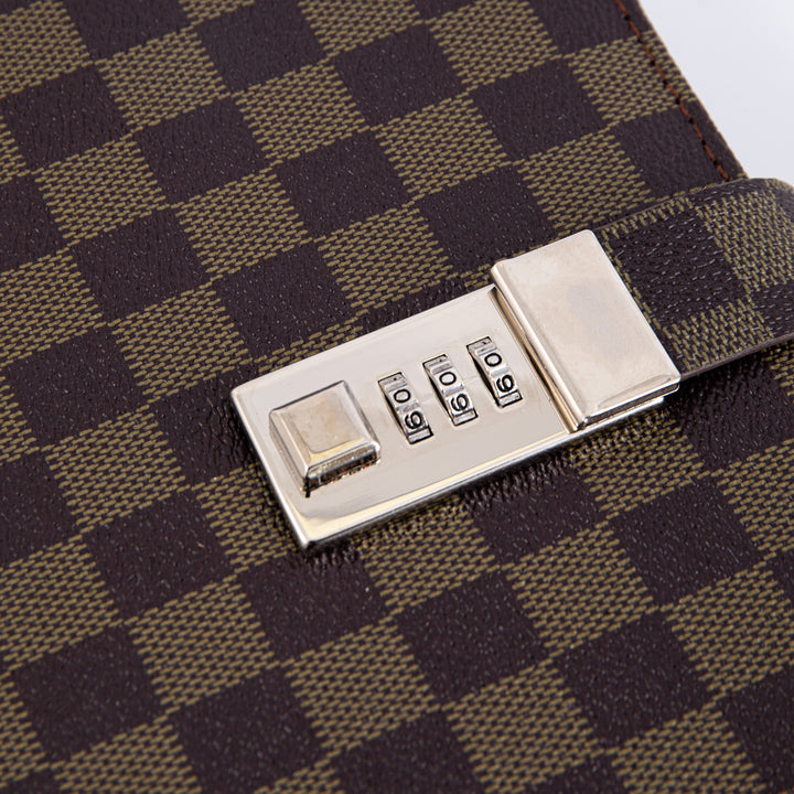 Plaid Journal with Lock - Dotted - Brown