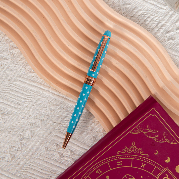 Metal Polka Dots Ballpoint Pen - 1.0 mm - Blue