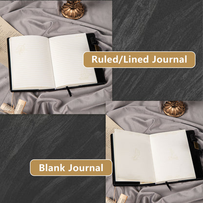 Refillable Leather Sailing Lock Journal - B6 - Black Gold