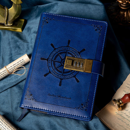 Refillable Leather Sailing Lock Journal - B6 - Blue