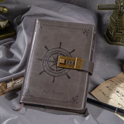 Refillable Leather Sailing Lock Journal - B6 - Gray