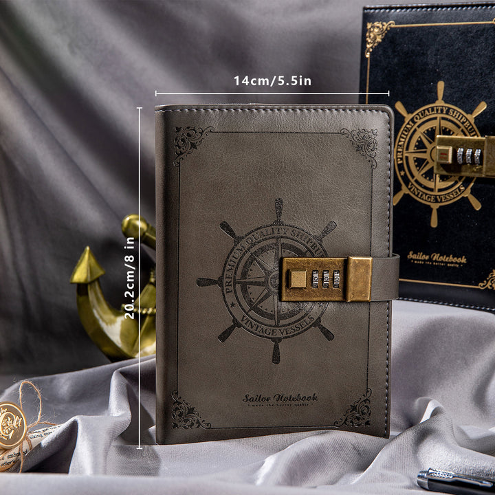 Refillable Leather Sailing Lock Journal - B6 - Gray